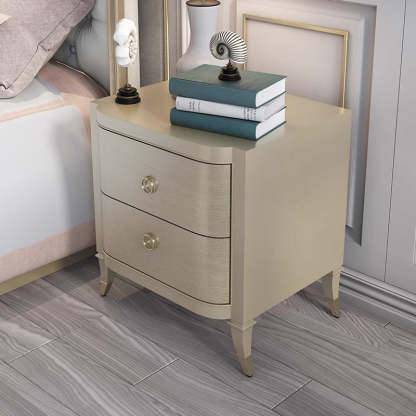 Boho Solid Wood Copper 2-Drawer Rectangular Nightstand