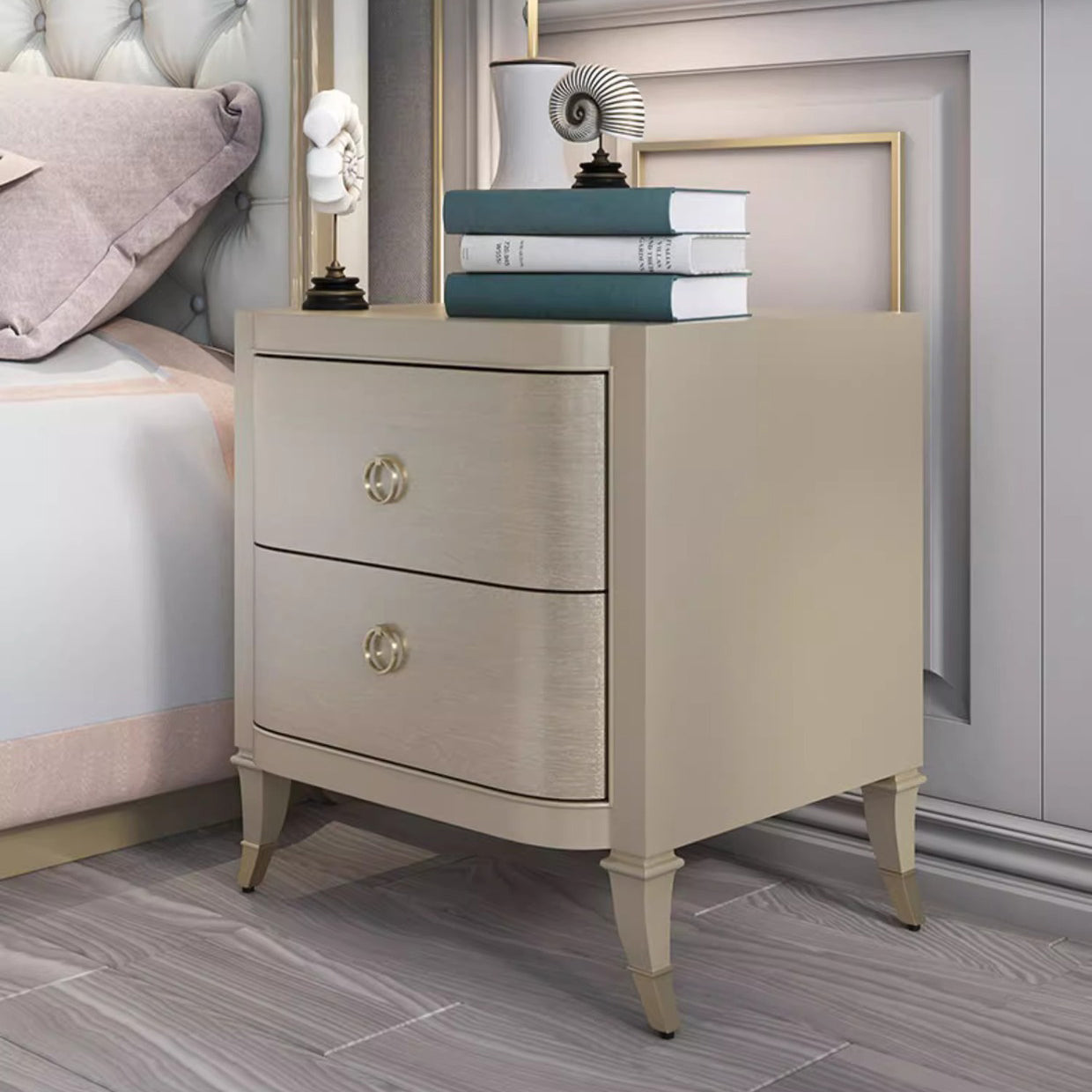 Boho Solid Wood Copper 2-Drawer Rectangular Nightstand
