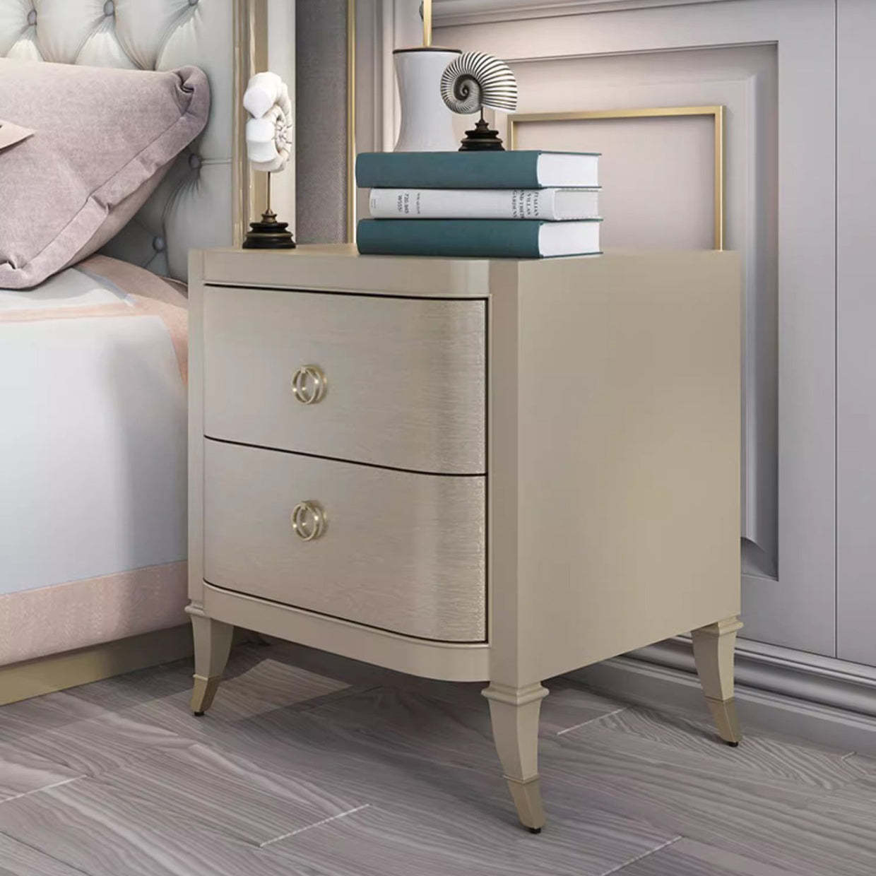 Boho Solid Wood Copper 2-Drawer Rectangular Nightstand