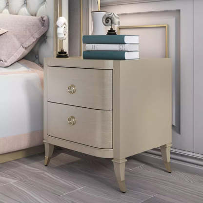 Boho Solid Wood Copper 2-Drawer Rectangular Nightstand