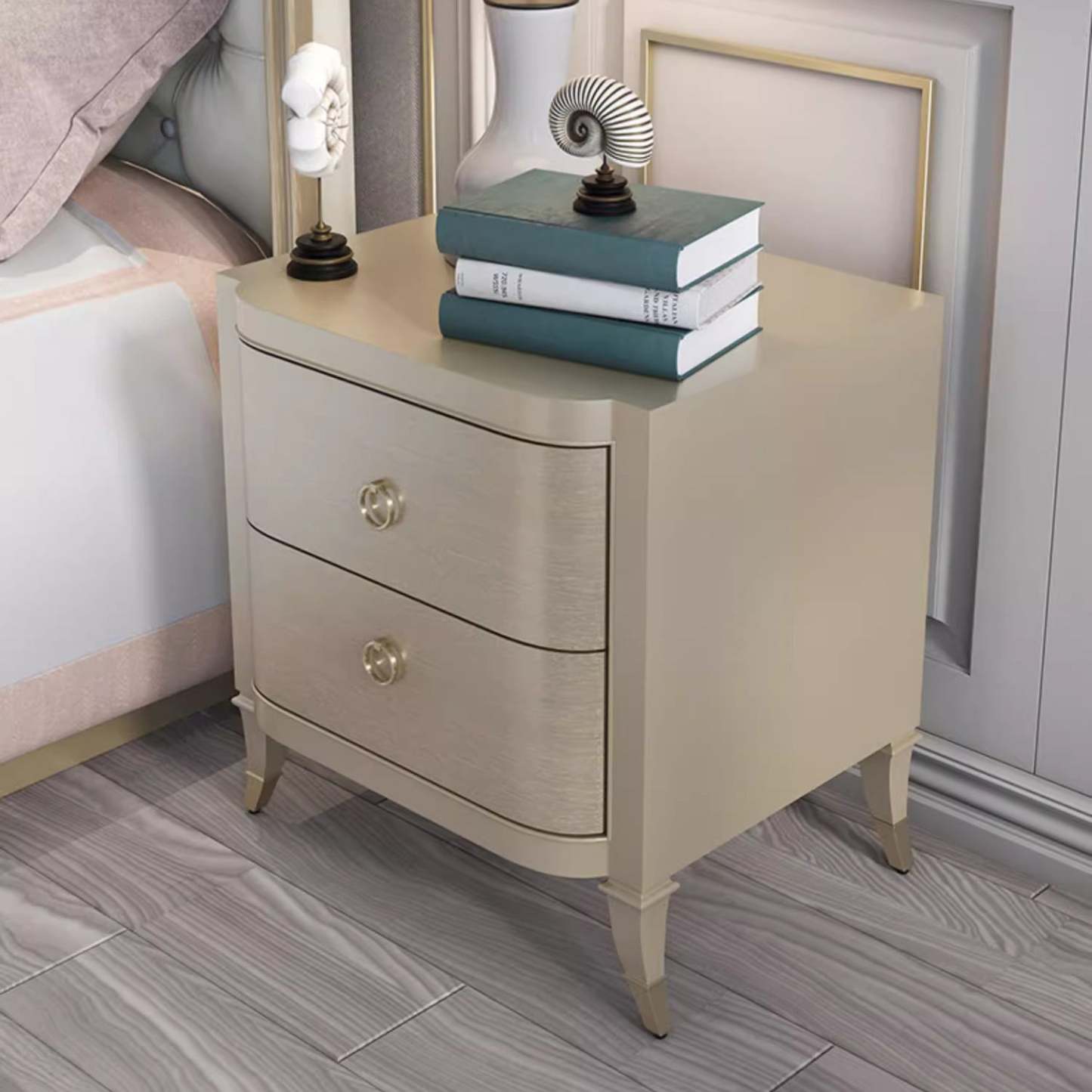 Boho Solid Wood Copper 2-Drawer Rectangular Nightstand