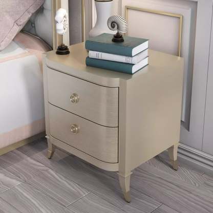 Boho Solid Wood Copper 2-Drawer Rectangular Nightstand