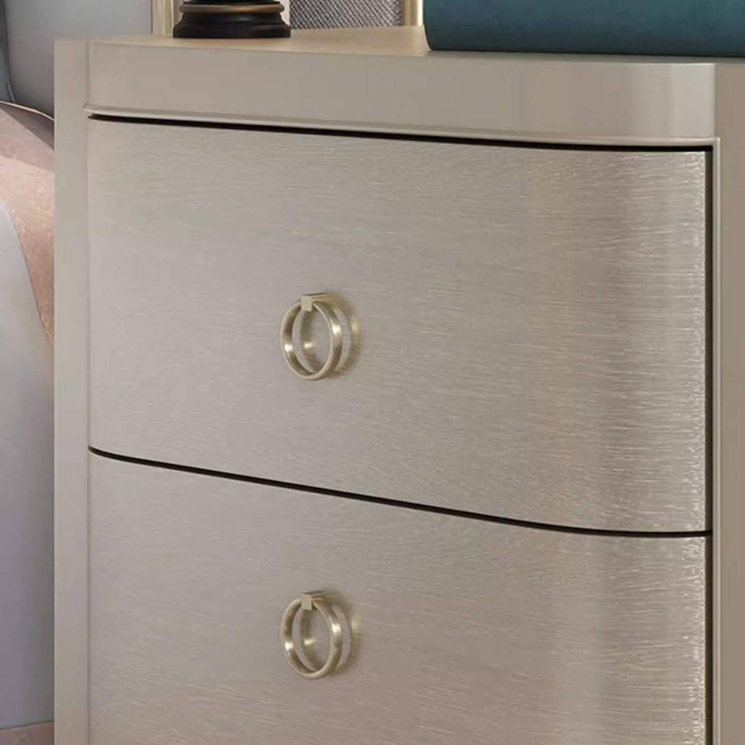 Boho Solid Wood Copper 2-Drawer Rectangular Nightstand