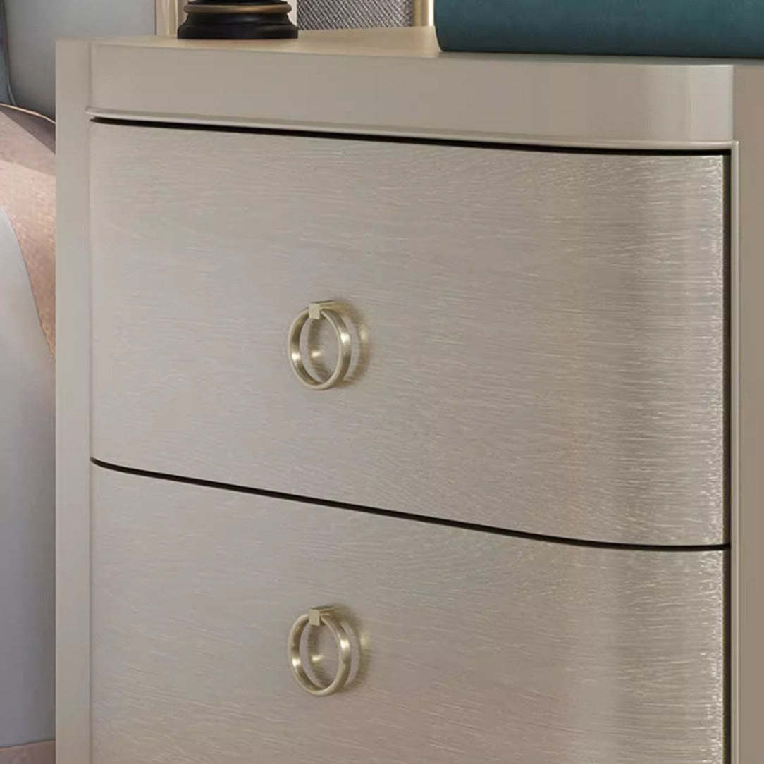 Boho Solid Wood Copper 2-Drawer Rectangular Nightstand