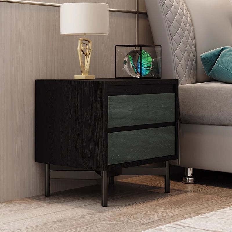 Modern Shabby Solid Wood 2-Drawer Nightstand