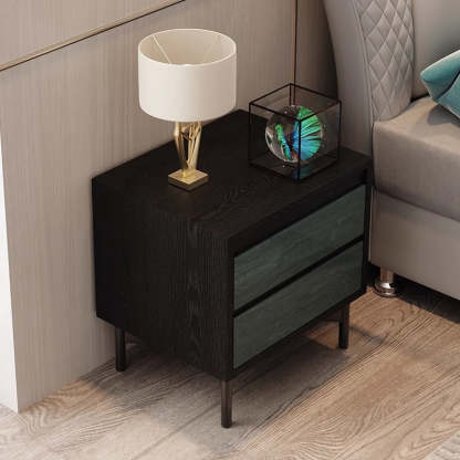 Modern Shabby Solid Wood 2-Drawer Nightstand