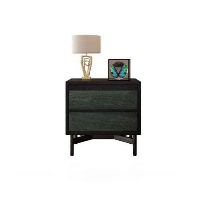 Modern Shabby Solid Wood 2-Drawer Nightstand