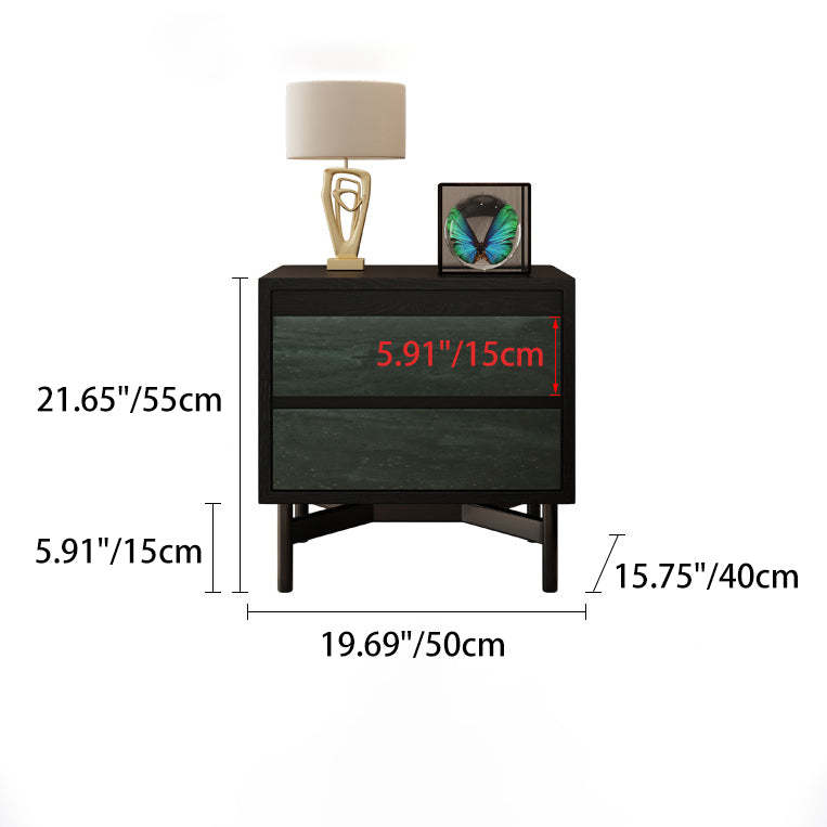 Modern Shabby Solid Wood 2-Drawer Nightstand