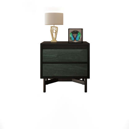 Modern Shabby Solid Wood 2-Drawer Nightstand