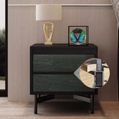 Modern Shabby Solid Wood 2-Drawer Nightstand