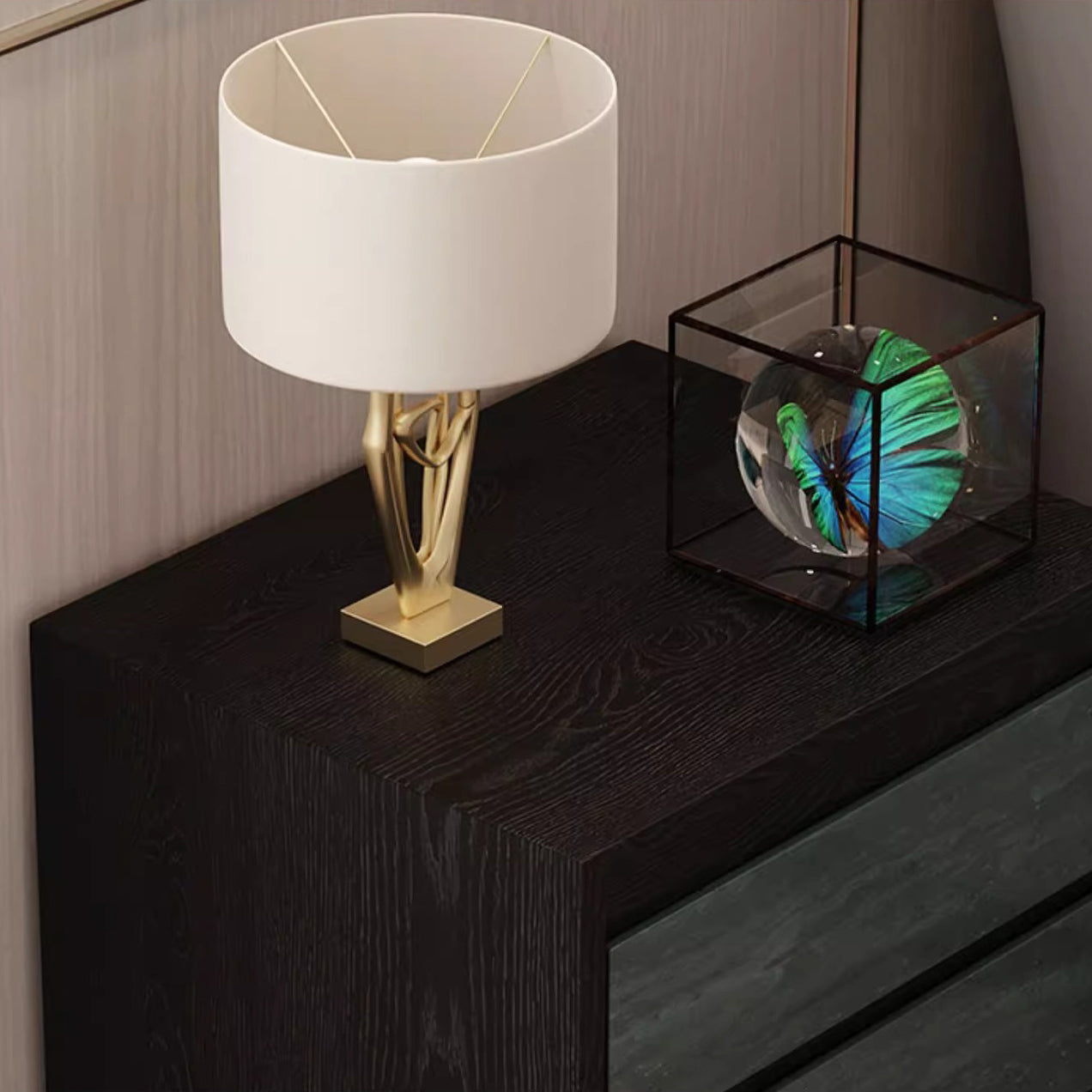 Modern Shabby Solid Wood 2-Drawer Nightstand