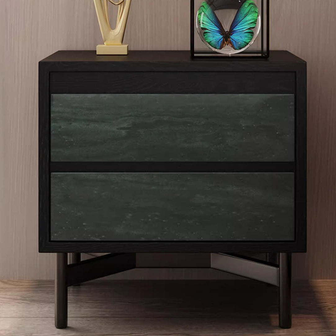 Modern Shabby Solid Wood 2-Drawer Nightstand