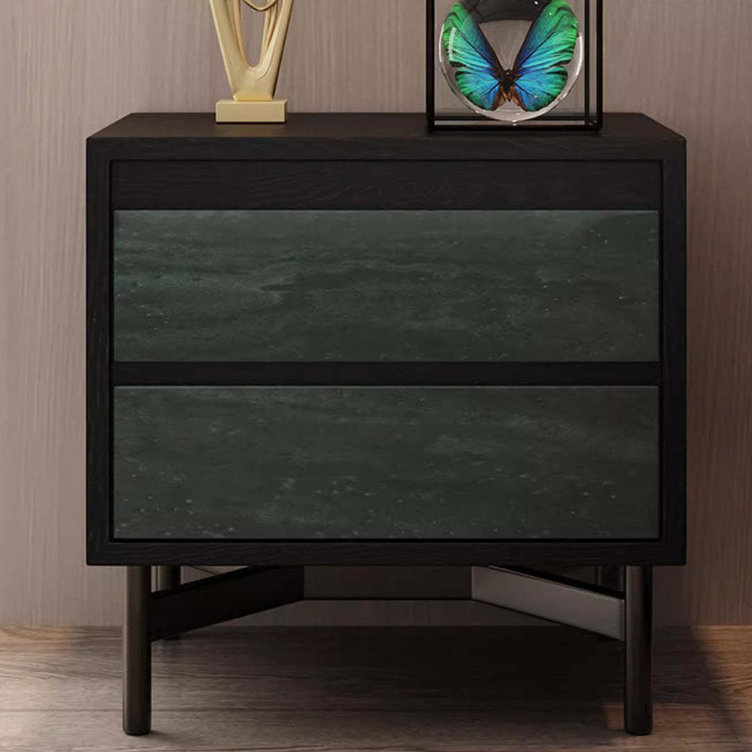 Modern Shabby Solid Wood 2-Drawer Nightstand