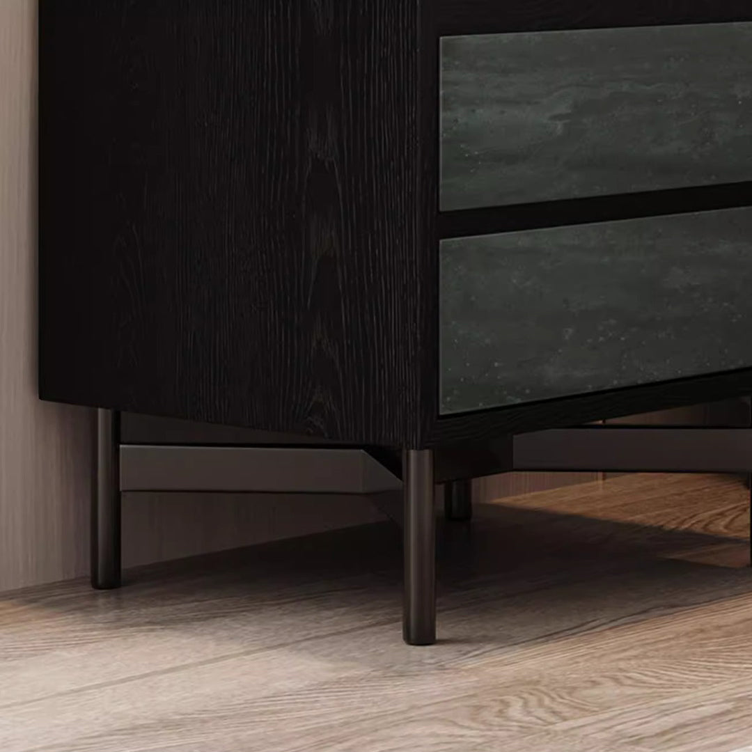 Modern Shabby Solid Wood 2-Drawer Nightstand
