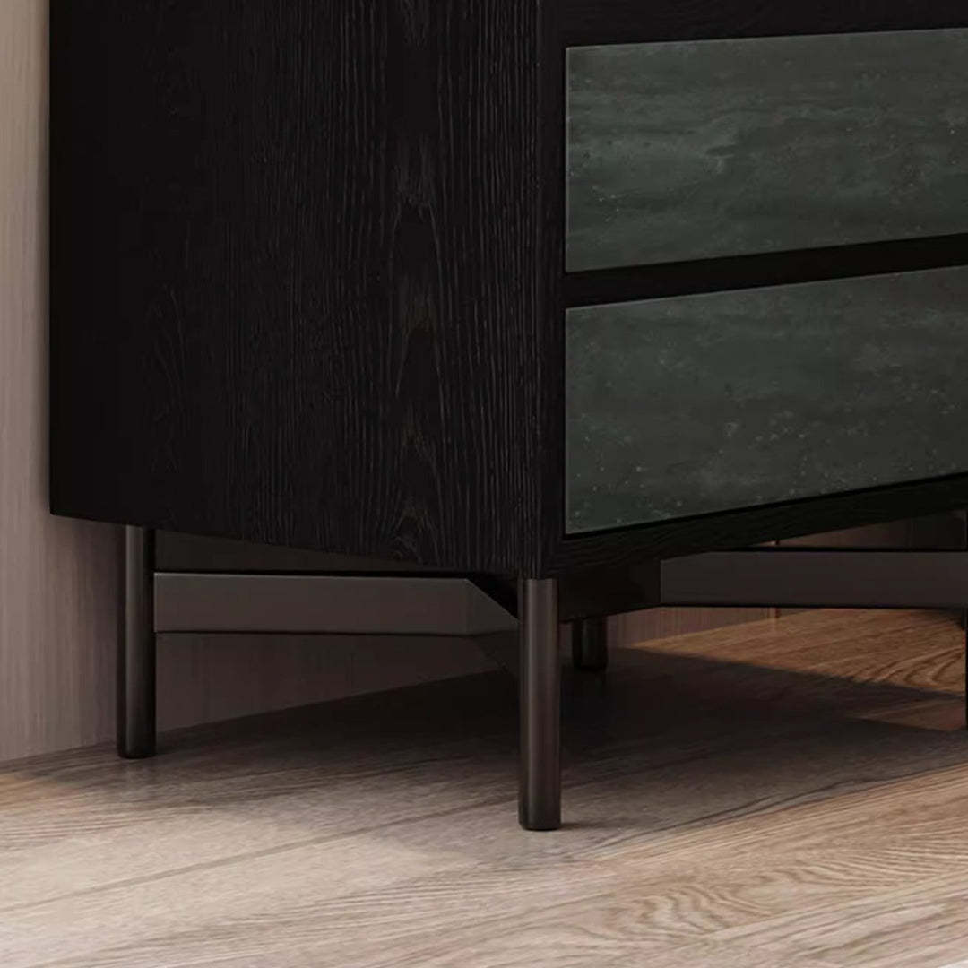 Modern Shabby Solid Wood 2-Drawer Nightstand