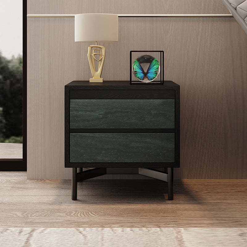 Modern Shabby Solid Wood 2-Drawer Nightstand