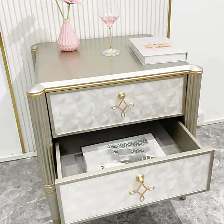 Modern Solid Wood Shell 2-Drawer Nightstand