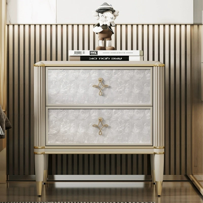 Modern Solid Wood Shell 2-Drawer Nightstand