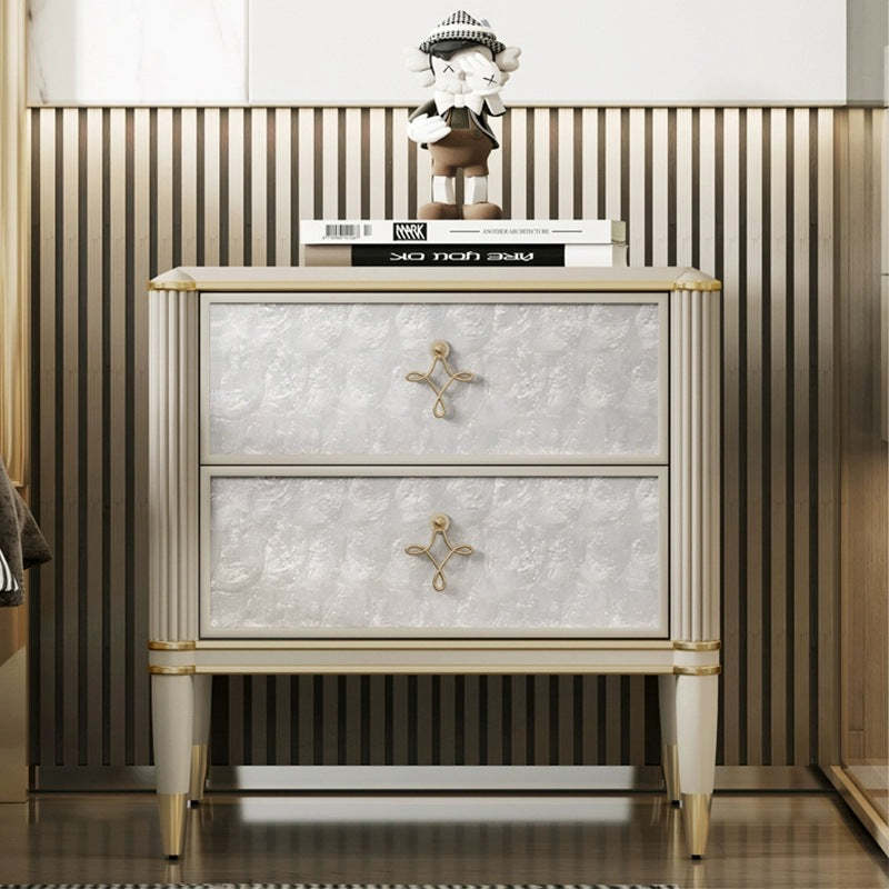 Modern Solid Wood Shell 2-Drawer Nightstand