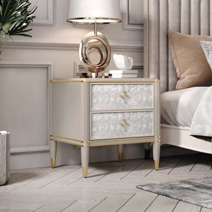 Modern Solid Wood Shell 2-Drawer Nightstand