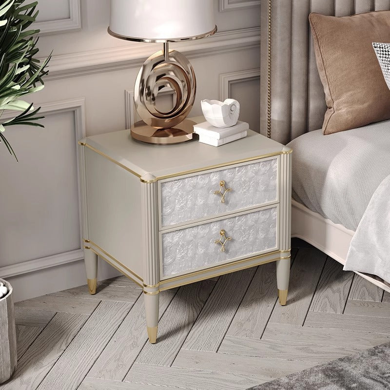 Modern Solid Wood Shell 2-Drawer Nightstand
