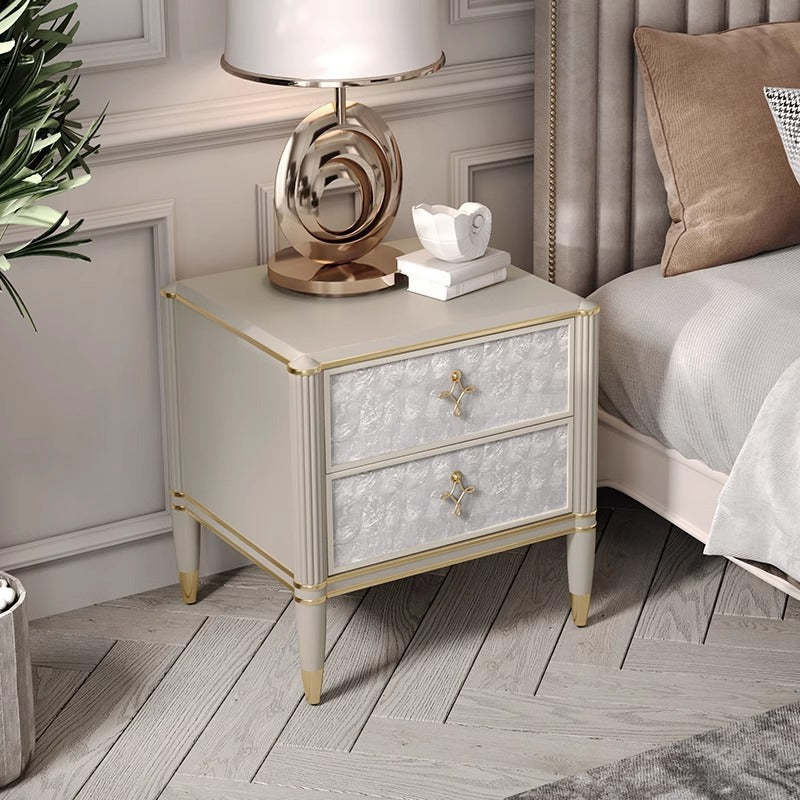Modern Solid Wood Shell 2-Drawer Nightstand