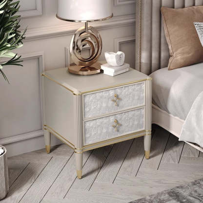 Modern Solid Wood Shell 2-Drawer Nightstand