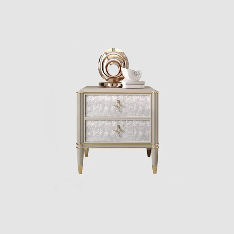 Modern Solid Wood Shell 2-Drawer Nightstand