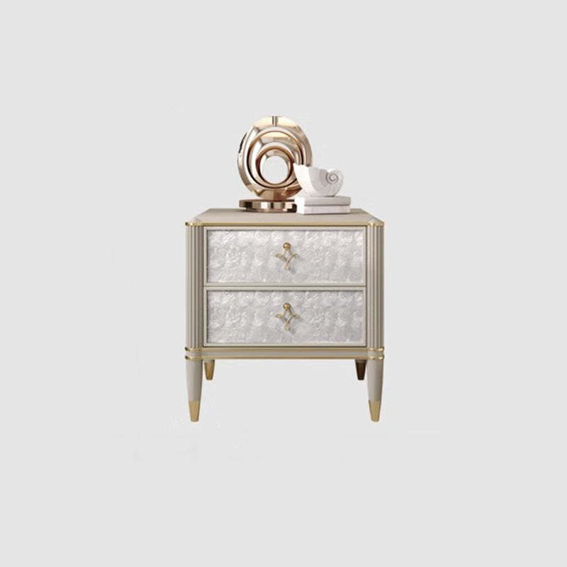 Modern Solid Wood Shell 2-Drawer Nightstand