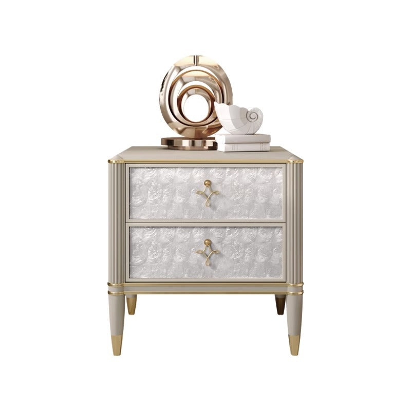 Modern Solid Wood Shell 2-Drawer Nightstand