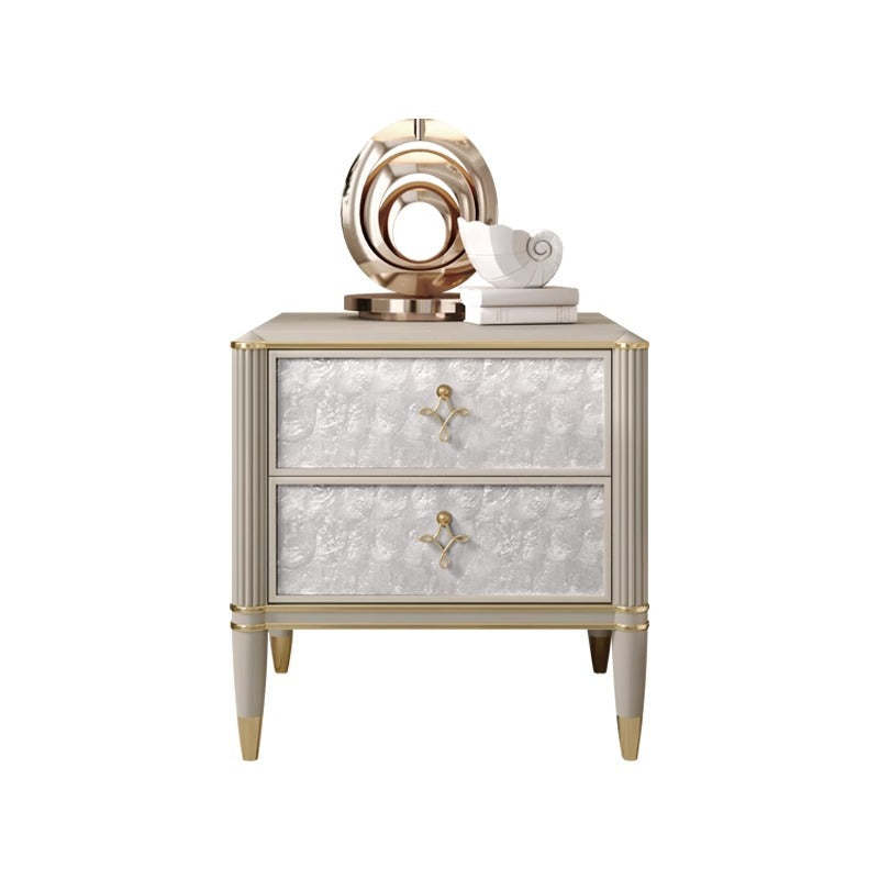 Modern Solid Wood Shell 2-Drawer Nightstand