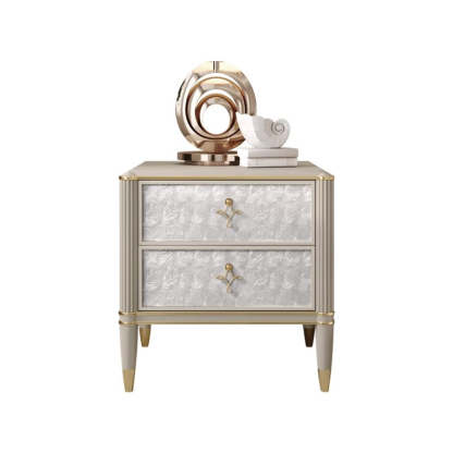 Modern Solid Wood Shell 2-Drawer Nightstand