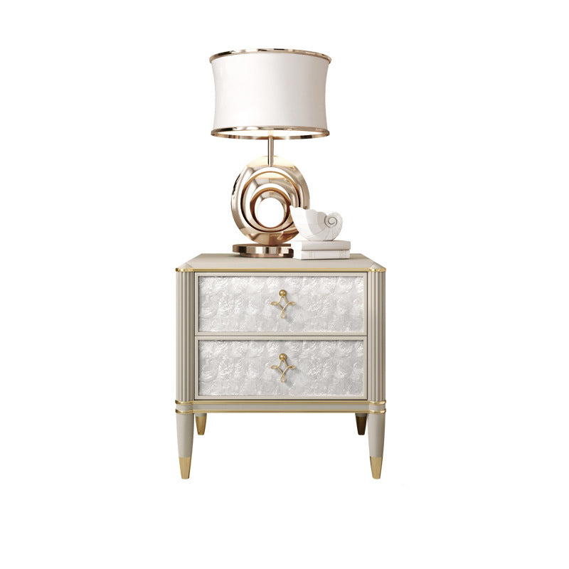 Modern Solid Wood Shell 2-Drawer Nightstand