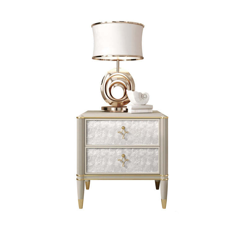 Modern Solid Wood Shell 2-Drawer Nightstand