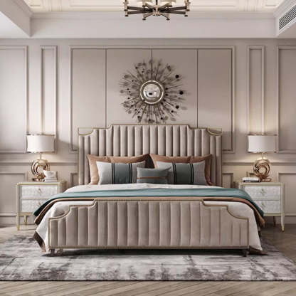 Modern Solid Wood Shell 2-Drawer Nightstand