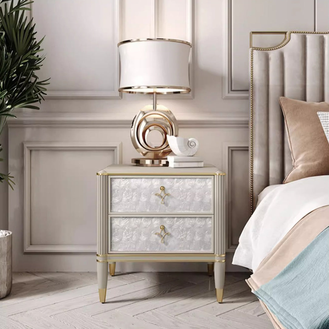 Modern Solid Wood Shell 2-Drawer Nightstand