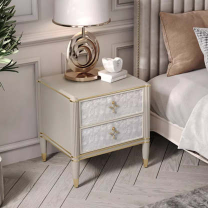 Modern Solid Wood Shell 2-Drawer Nightstand