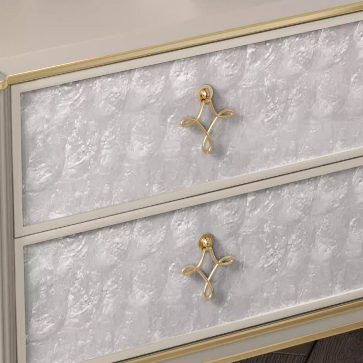 Modern Solid Wood Shell 2-Drawer Nightstand