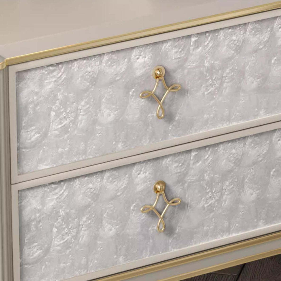Modern Solid Wood Shell 2-Drawer Nightstand