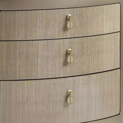 Modern Eclectic Solid Wood Brass 3-Drawer Oval Nightstand