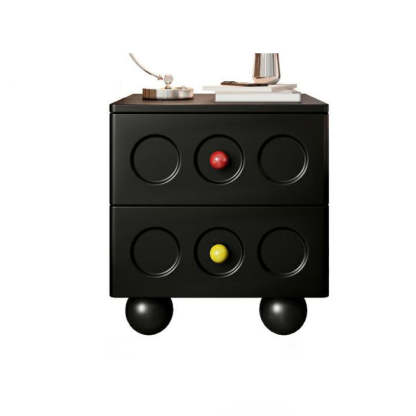 Transitional Wood Black Nightstand 2-Drawer