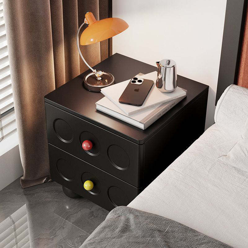 Transitional Wood Black Nightstand 2-Drawer
