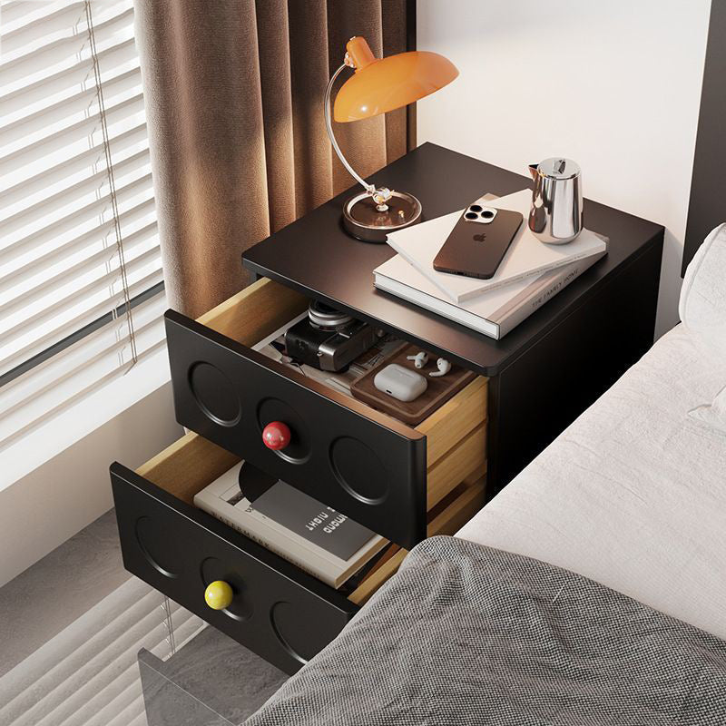 Transitional Wood Black Nightstand 2-Drawer