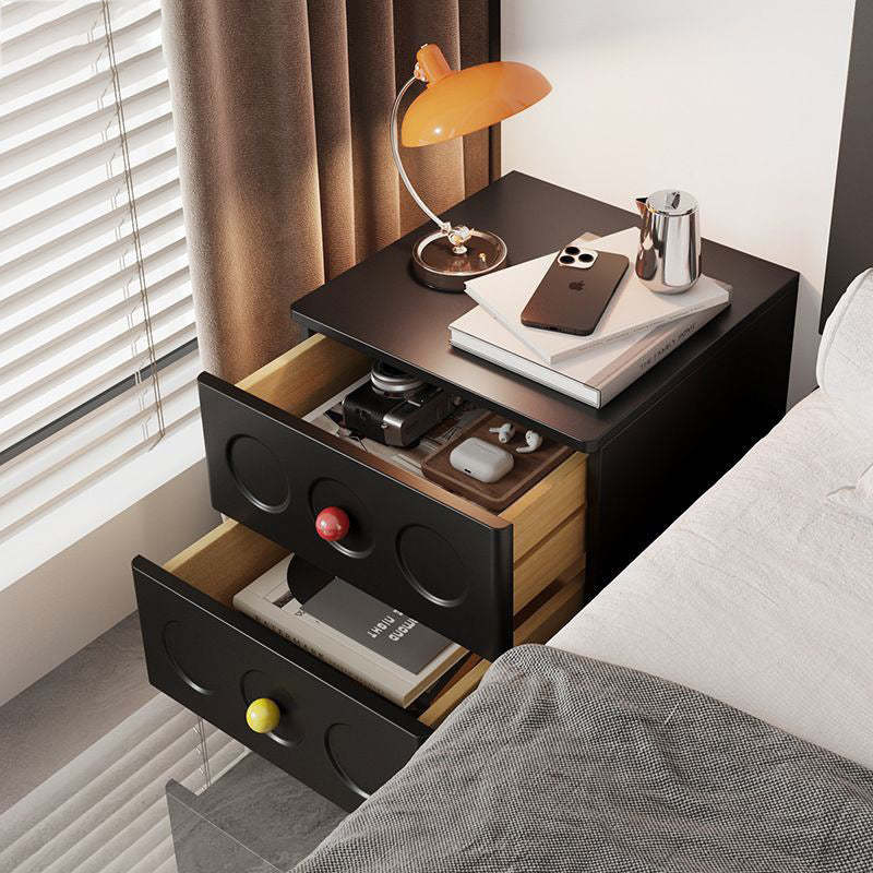 Transitional Wood Black Nightstand 2-Drawer