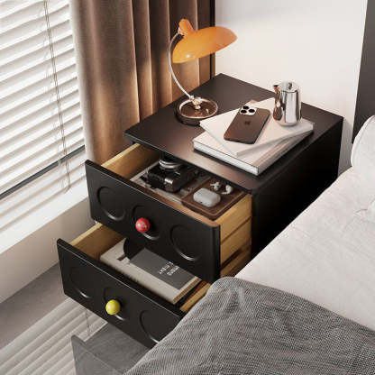 Transitional Wood Black Nightstand 2-Drawer