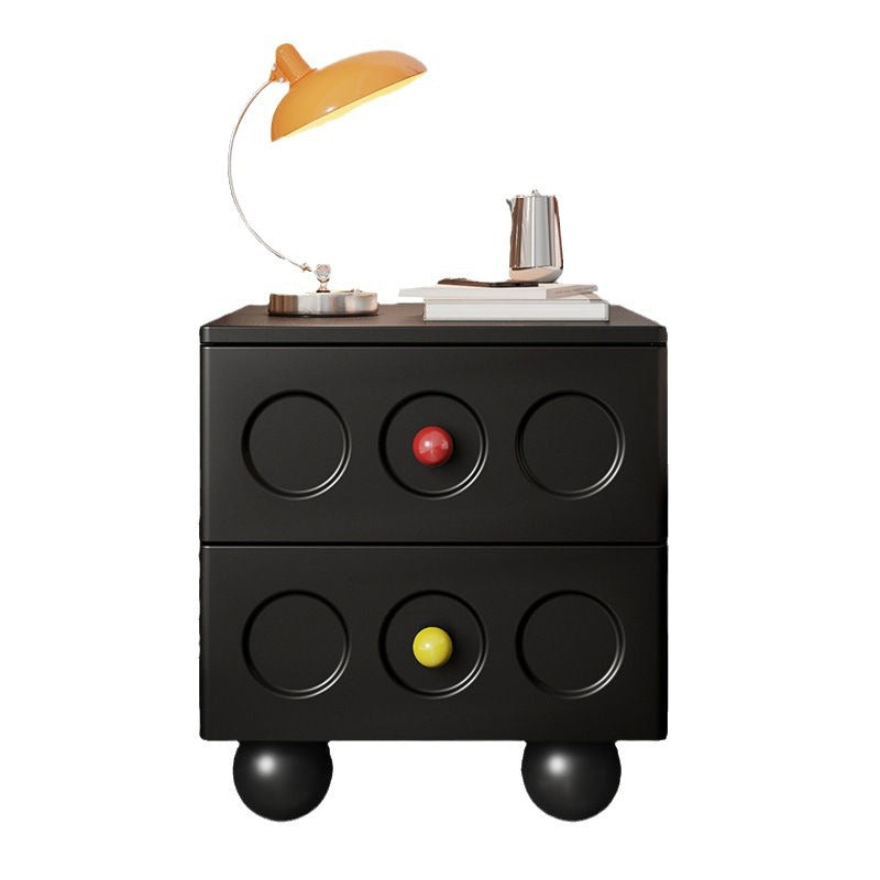 Transitional Wood Black Nightstand 2-Drawer