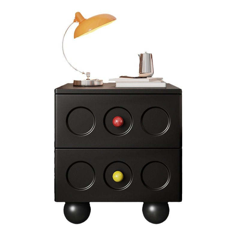 Transitional Wood Black Nightstand 2-Drawer