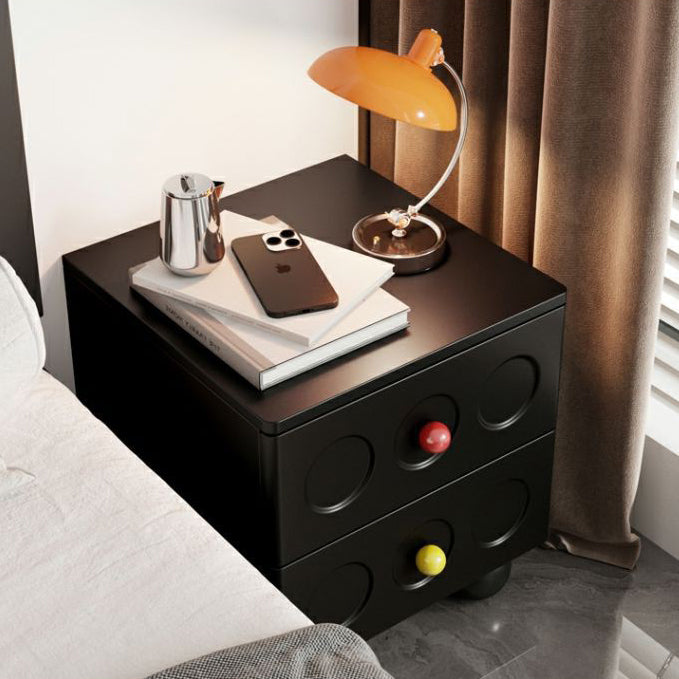 Transitional Wood Black Nightstand 2-Drawer