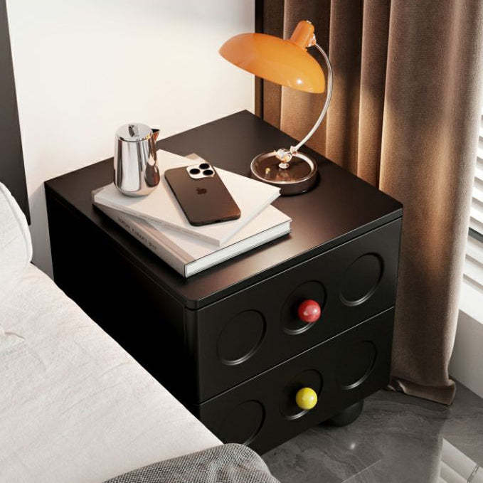 Transitional Wood Black Nightstand 2-Drawer