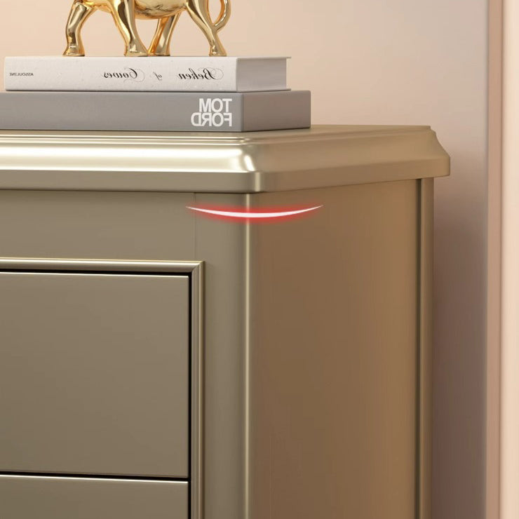 French Champagne Gold Cabriole-Leg Nightstand 2-Drawer